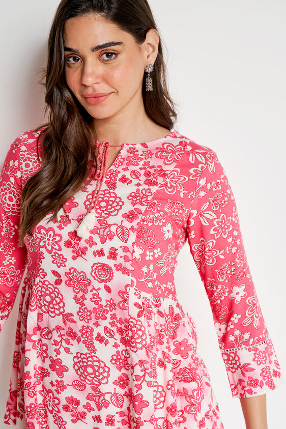Pink Floral Flared Top, Pink, image 4